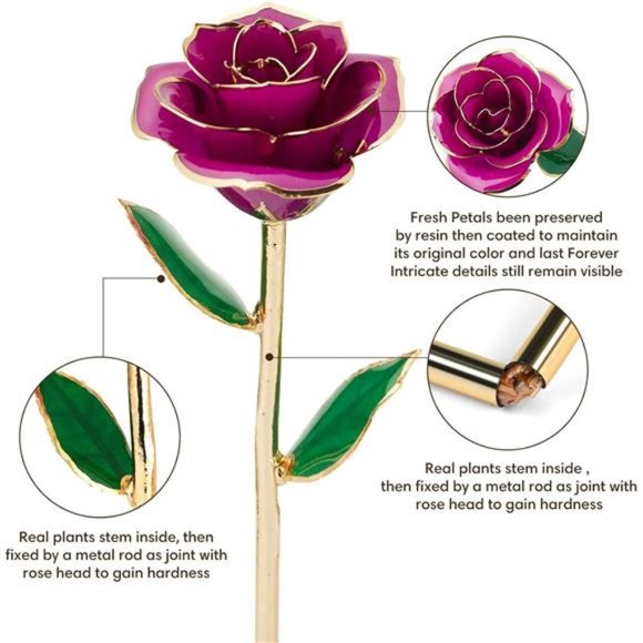 Gift for Women in Her Valentines Day Mothers Day, Resin Preserved Rose - Picture 3 of 7